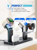 KINYELL Charging Station for Multiple Devices Apple，48W 5 in 1 Fast Wireless Charging Station for iPhone AirPods Apple Watch Charger, Gift for Men, Gift for Her Valentines Anniversary Day Black - Image 6